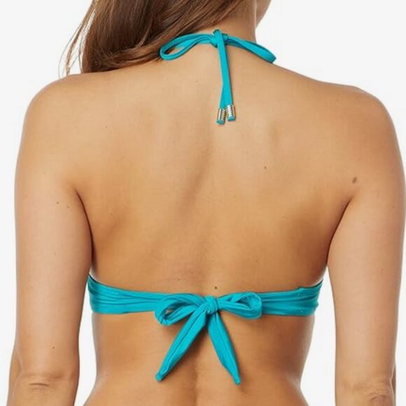 Trina Turk Monaco Ring Halter Swim Top in Ceramic Blue Turquoise NWT - Picture 2 of 12